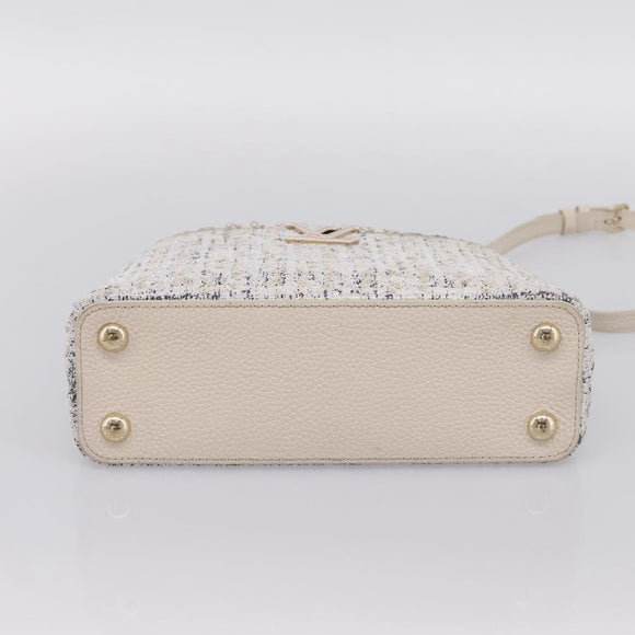 LOUIS VUITTON Capusine Hand Bag tweed Ivory LV Auth 198671SAM