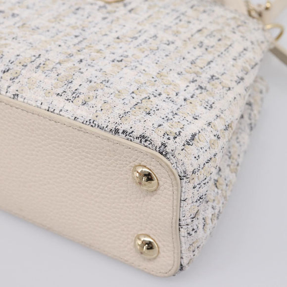 LOUIS VUITTON Capusine Hand Bag tweed Ivory LV Auth 198671SAM