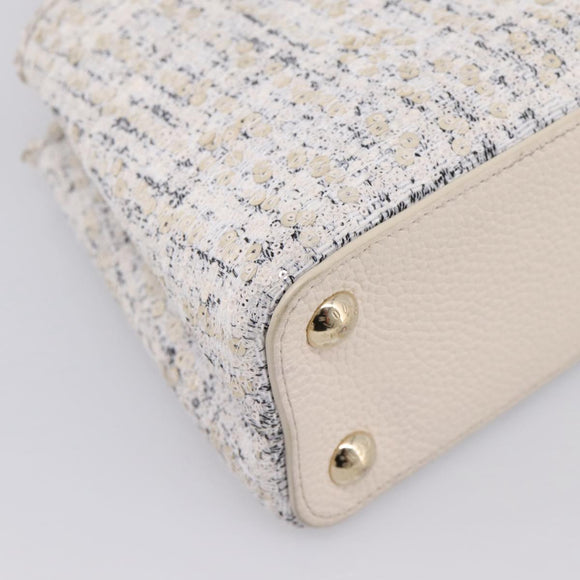 LOUIS VUITTON Capusine Hand Bag tweed Ivory LV Auth 198671SAM