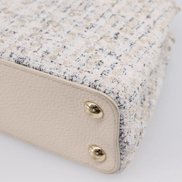 LOUIS VUITTON Capusine Hand Bag tweed Ivory LV Auth 198671SAM
