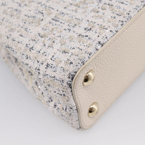 LOUIS VUITTON Capusine Hand Bag tweed Ivory LV Auth 198671SAM