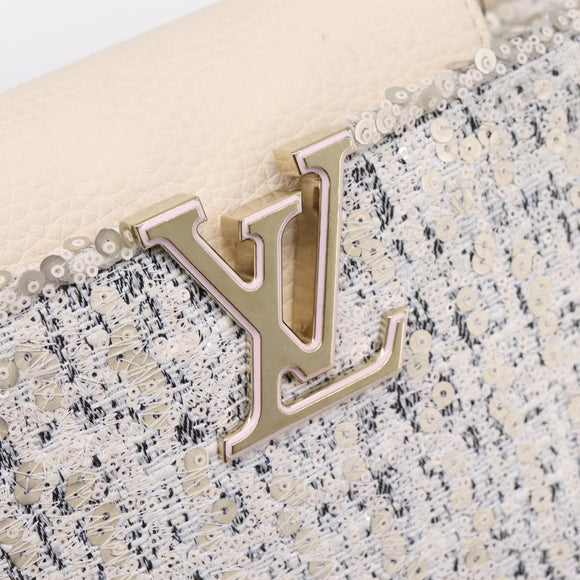 LOUIS VUITTON Capusine Hand Bag tweed Ivory LV Auth 198671SAM