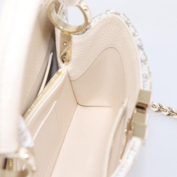 LOUIS VUITTON Capusine Hand Bag tweed Ivory LV Auth 198671SAM