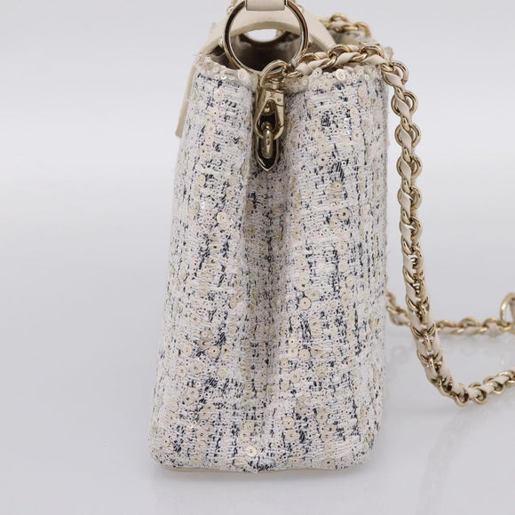 LOUIS VUITTON Capusine Hand Bag tweed Ivory LV Auth 198671SAM