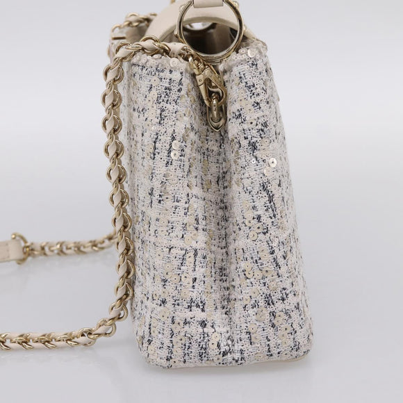 LOUIS VUITTON Capusine Hand Bag tweed Ivory LV Auth 198671SAM