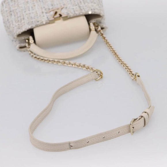 LOUIS VUITTON Capusine Hand Bag tweed Ivory LV Auth 198671SAM
