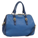 Miu Miu Hand Bag Leather 2way Blue Gold Tone Auth 198672A-1