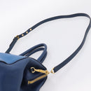 Miu Miu Hand Bag Leather 2way Blue Gold Tone Auth 198672A-15