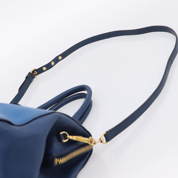 Miu Miu Hand Bag Leather 2way Blue Gold Tone Auth 198672A