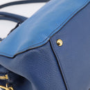 Miu Miu Hand Bag Leather 2way Blue Gold Tone Auth 198672A-17