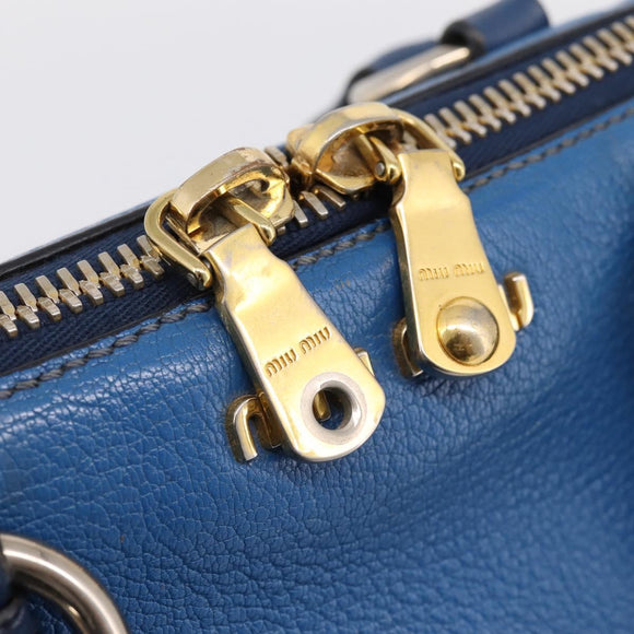 Miu Miu Hand Bag Leather 2way Blue Gold Tone Auth 198672A