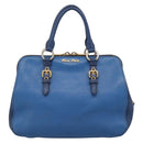 Miu Miu Hand Bag Leather 2way Blue Gold Tone Auth 198672A-13