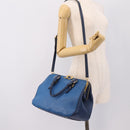 Miu Miu Hand Bag Leather 2way Blue Gold Tone Auth 198672A-27