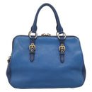 Miu Miu Hand Bag Leather 2way Blue Gold Tone Auth 198672A-2