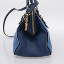 Miu Miu Hand Bag Leather 2way Blue Gold Tone Auth 198672A-3