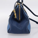 Miu Miu Hand Bag Leather 2way Blue Gold Tone Auth 198672A-4