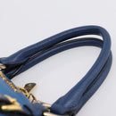 Miu Miu Hand Bag Leather 2way Blue Gold Tone Auth 198672A-14