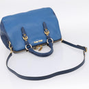 Miu Miu Hand Bag Leather 2way Blue Gold Tone Auth 198672A-8
