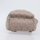 VALENTINO Rock studs Backpack Leather Beige Gold Tone Auth 198673M-5
