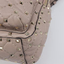 VALENTINO Rock studs Backpack Leather Beige Gold Tone Auth 198673M-15