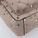 VALENTINO Rock studs Backpack Leather Beige Gold Tone Auth 198673M-16