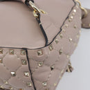 VALENTINO Rock studs Backpack Leather Beige Gold Tone Auth 198673M-17