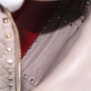 VALENTINO Rock studs Backpack Leather Beige Gold Tone Auth 198673M-11