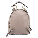 VALENTINO Rock studs Backpack Leather Beige Gold Tone Auth 198673M-2