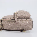 VALENTINO Rock studs Backpack Leather Beige Gold Tone Auth 198673M-4