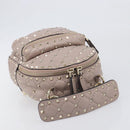 VALENTINO Rock studs Backpack Leather Beige Gold Tone Auth 198673M-6
