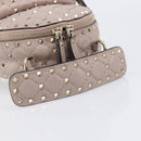VALENTINO Rock studs Backpack Leather Beige Gold Tone Auth 198673M-7
