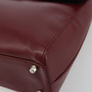 PRADA Hand Bag Leather Bordeaux Silver Auth 198674-10