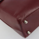 PRADA Hand Bag Leather Bordeaux Silver Auth 198674-11