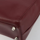 PRADA Hand Bag Leather Bordeaux Silver Auth 198674-12