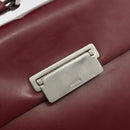 PRADA Hand Bag Leather Bordeaux Silver Auth 198674-15