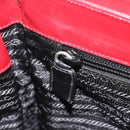 PRADA Hand Bag Leather Bordeaux Silver Auth 198674-21