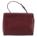 PRADA Hand Bag Leather Bordeaux Silver Auth 198674-3