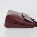PRADA Hand Bag Leather Bordeaux Silver Auth 198674-4