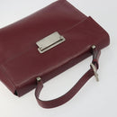 PRADA Hand Bag Leather Bordeaux Silver Auth 198674-6