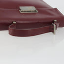 PRADA Hand Bag Leather Bordeaux Silver Auth 198674-7