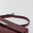 PRADA Hand Bag Leather Bordeaux Silver Auth 198674-8