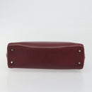 PRADA Hand Bag Leather Bordeaux Silver Auth 198674-9