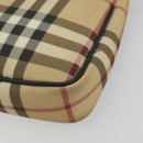 BURBERRY Nova Check Accessory Pouch PVC Leather Beige Silver Auth 198675A-9