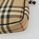 BURBERRY Nova Check Accessory Pouch PVC Leather Beige Silver Auth 198675A-15