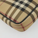 BURBERRY Nova Check Accessory Pouch PVC Leather Beige Silver Auth 198675A-16