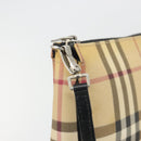 BURBERRY Nova Check Accessory Pouch PVC Leather Beige Silver Auth 198675A-17