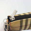 BURBERRY Nova Check Accessory Pouch PVC Leather Beige Silver Auth 198675A-10