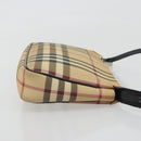 BURBERRY Nova Check Accessory Pouch PVC Leather Beige Silver Auth 198675A-3