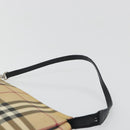 BURBERRY Nova Check Accessory Pouch PVC Leather Beige Silver Auth 198675A-8