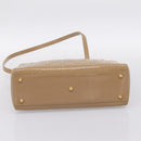 Christian Dior Cannage Lady Dior Large Hand Bag Patent Beige Gold Auth 198677A-5